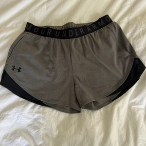 Small Under Armour Gray and Black Running Shorts with Pockets